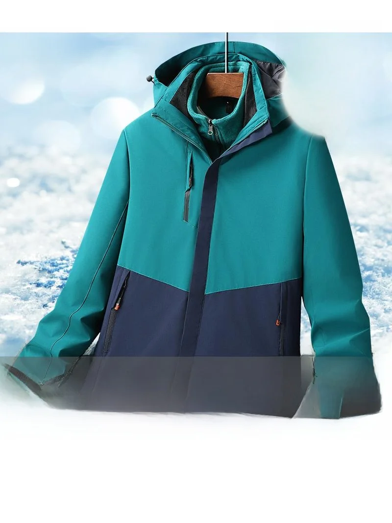 

Thiened Fce Outdoor Men's And Women's Windproof Waterproof Tee-in-One Jaet Removable Inner Winter Mountain Cl...