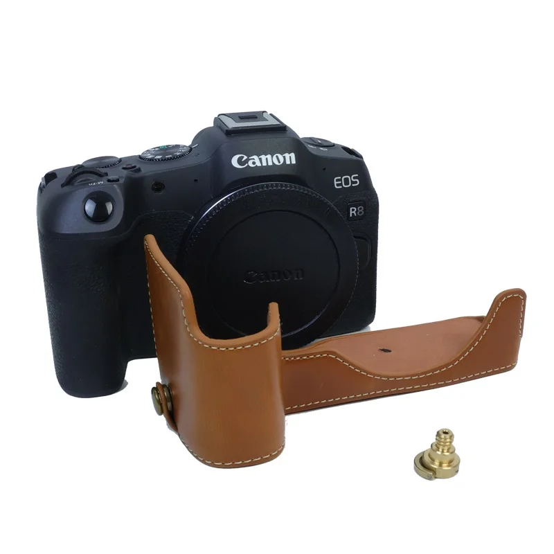 Canon R8 R50 casing kamera kulit Pu setengah badan untuk Canon EOS R8 EOS R50