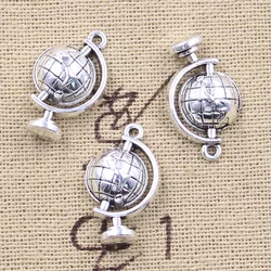 15pcs Charms Globe Earth 22x13mm Antique Silver Color Pendants DIY Crafts Making Findings Handmade Tibetan Jewelry