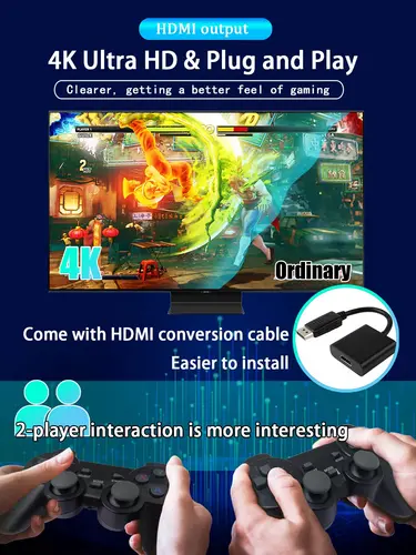 Imagen 2 del producto Consola de juegos Retro 64G Lite 4K integrada 10000 juegos para PS1 GBA controlador inalámbrico para Gba KID regalo de Navidad Dropshipping