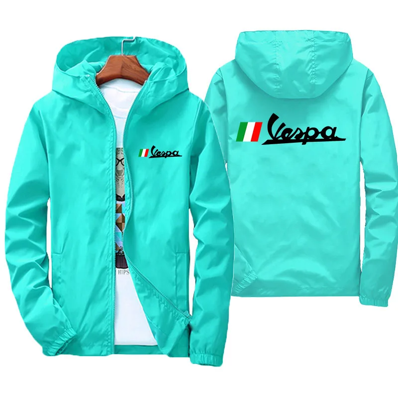 2024 Summer Vespa Battery Car LogoNew Men\'s Casual Bomber Jacket Fashion Outdoor Ultra-Thin Zipper Sports Sunscreen Clothing