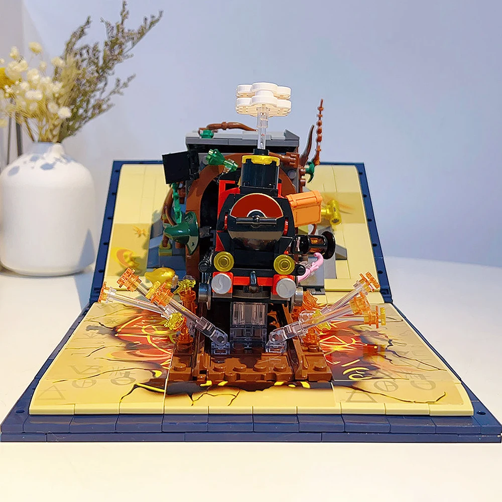 Serie di idee Magic World Train Book Building Blocks Treni espressi Pista ferroviaria Modello Mattoni Giocattoli per bambini Regalo di compleanno MOC