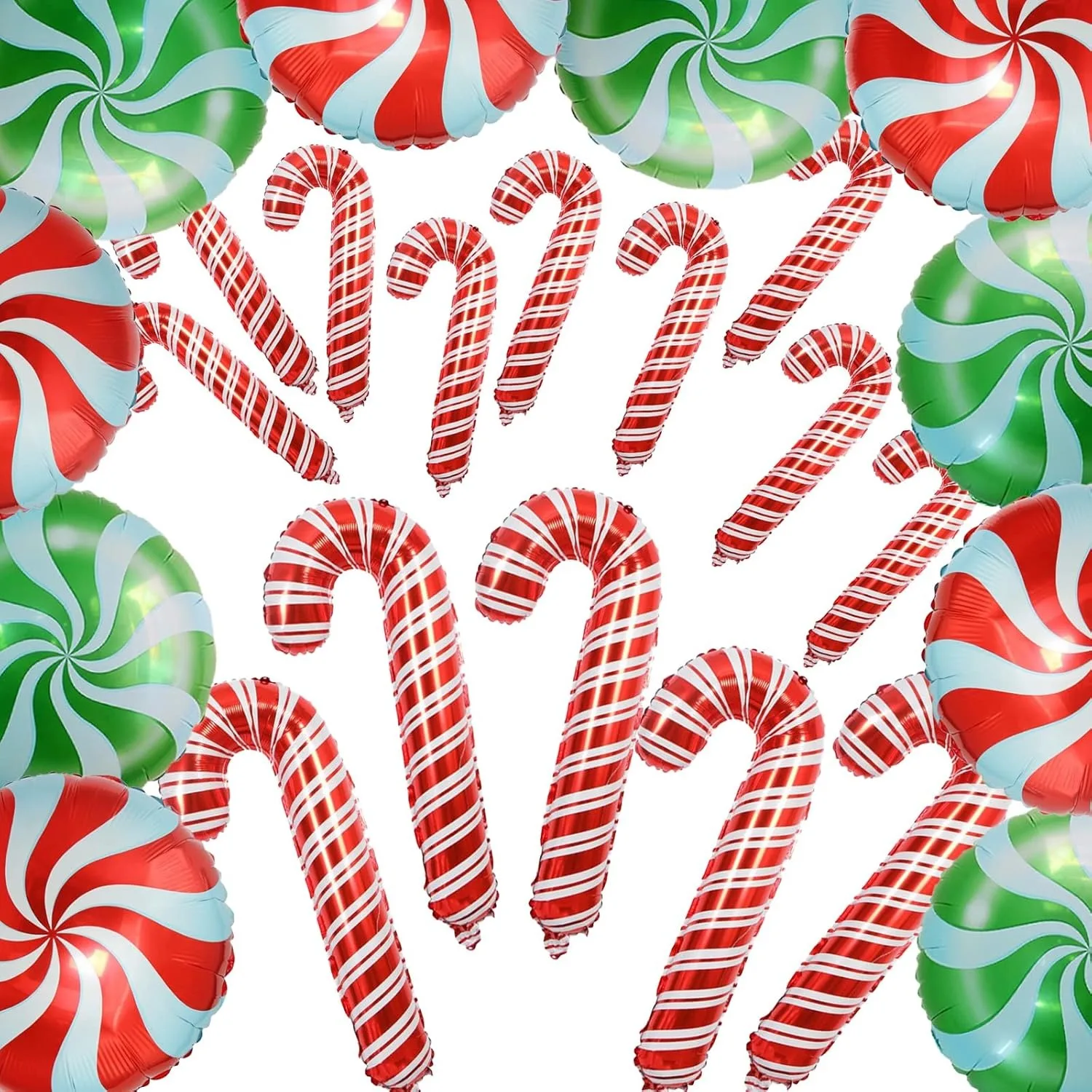 30 قطعة من بالونات قصب حلوى عيد الميلاد من رقائق معدنية لعيد الميلاد وحفلات أعياد الميلاد لوازم ديكور حفلات رأس السنة الجديدة والحلوى الحلوة لتزيين العطلة #1