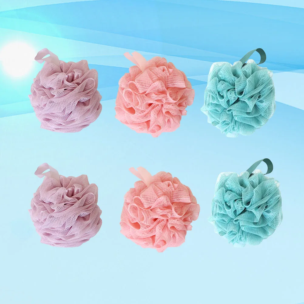 

6pcs Bath Ball Soft Comfortable Bubble Maker Sponge Puff Bathroom Accessories Man Woman Body Wash Foam Clean Shower