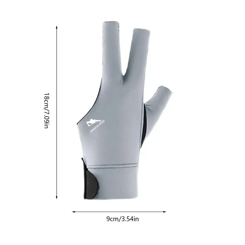 Guantes de billar de 3 dedos, guantes de piscina de poliéster transpirables, suaves y suaves, ligeros, para entrenamiento de aficionados para mano izquierda o derecha