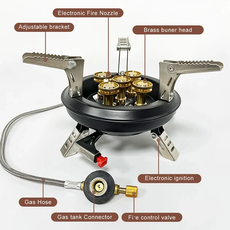 

BRS201A High Power 16000W Camping Gas Stove Propane Butane Burner with Piezo Ignition for Outdoor Emergency Cooking Picnic