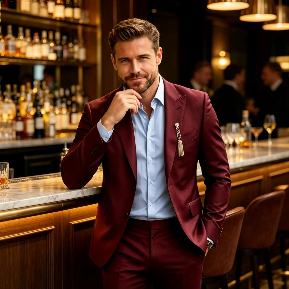 

Premium Men's Slim Fit Tuxedo Suit Set Classic Solid Color Tailored Design High Quality Fabric Outfit for Wedding Dinner