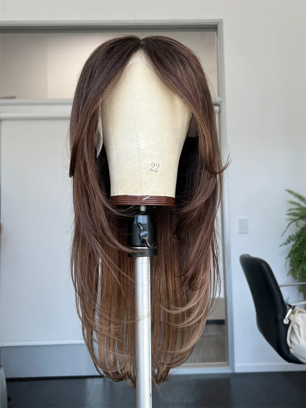 لينة طويلة أومبير براون موجة 24 بوصة 5x5 الحرير قاعدة غلويليس باروكة من شعر طبيعي يهودي مع Babyhair HD الدانتيل الشعر الأوروبي قبل قطعها #2