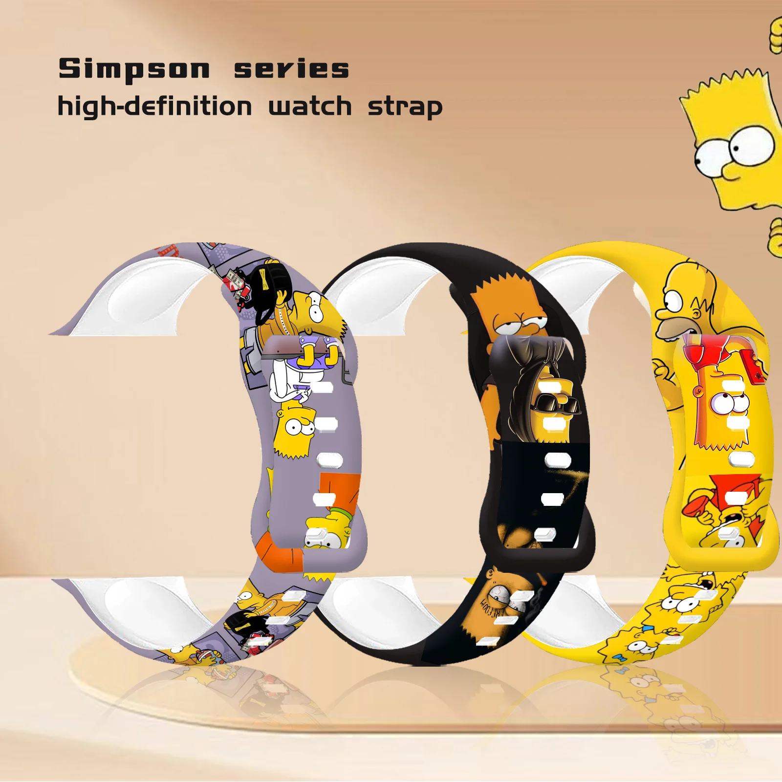 Disney Simpson Silicone Printed Strap for Apple Watch 9 8 7 SE 6 Sport Band Replaceable Bracelet for iWatch 45mm 44mm 42mm 41mm