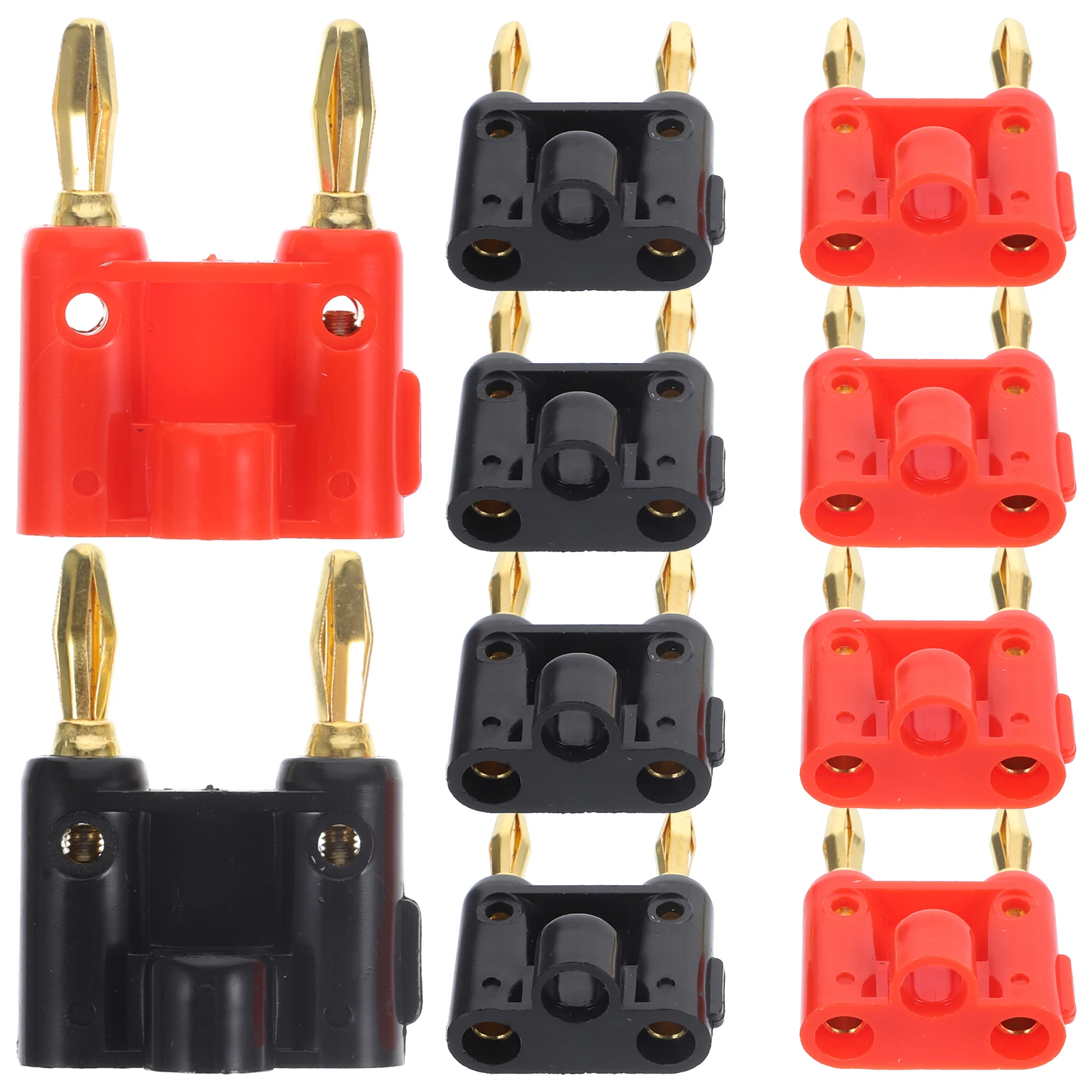

10pcs Gold Plated Dual Banana Plug Audio Connector Speaker Wire Clip Screw Type 4Mm Replacement Banana Plugs For