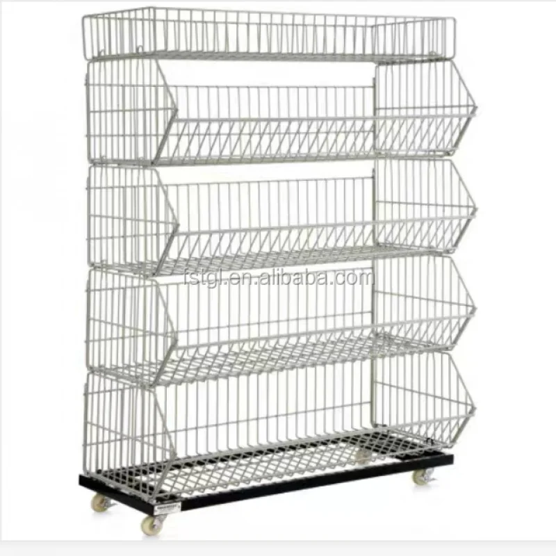 (Customized) 5-Tier Metal Wire Basket Light Duty Snack Display Stand Storing Candy Potato Chips and Snacks Supermarkets