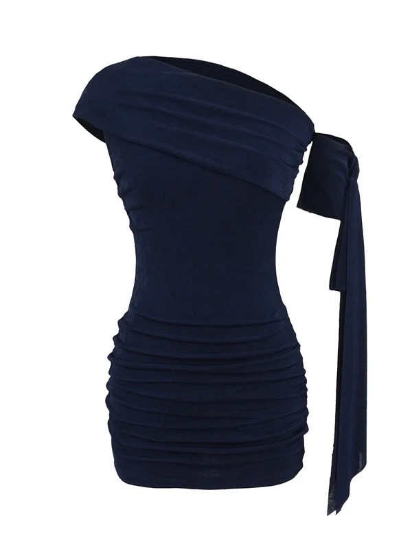 مثير الرغبة النقية مطوية الخصر واحد الكتف الدكتور المرأة تصميم تحسس Bodycon ort تنورة عالية الخصر Svel الربيع الصيف...