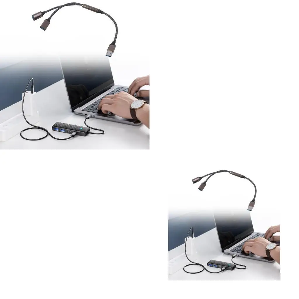 

652F USB3.0 Male to Double Female Y Splitter Adapter Cable for Fast Speed Data Transfer and Charging on Laptops and Desktops