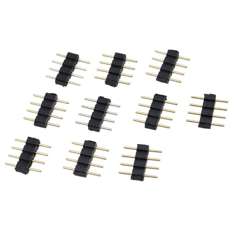 M18K-50Pcs 4 Pin Rgb Led Strip Male Plug Adapter Connector for 3528 5050 Strip Light