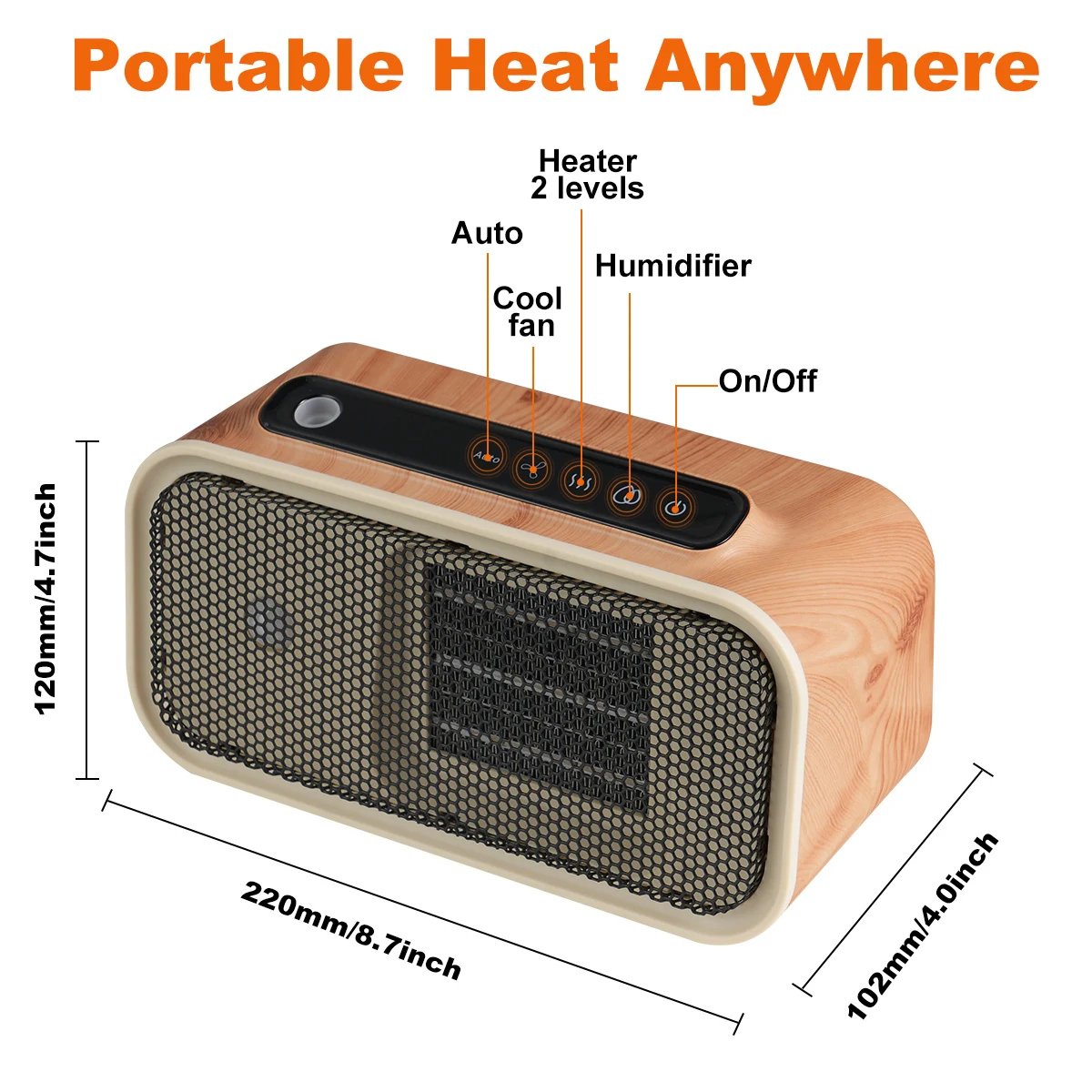 Mini Portable Infrared Electric Room Heater Fast Hot Shake with PTC Overheat Protection EU Plug for Small Households Outdoor Use