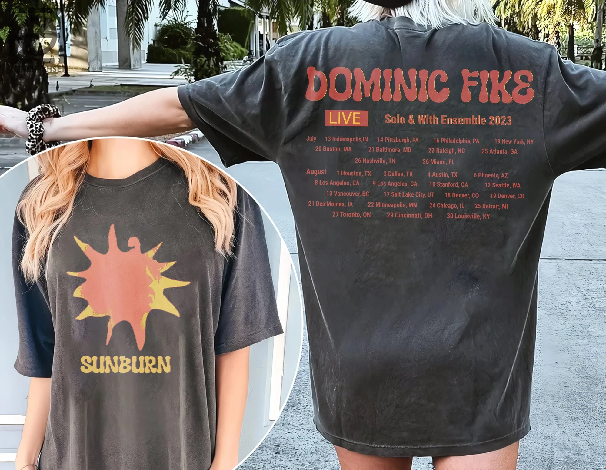 Dominic T-Shirt, Sunburn Album 2side Domnic Fike Shirt, Domnic Fike Tracklist Graphic Gift for Men Women Unisex Shirt