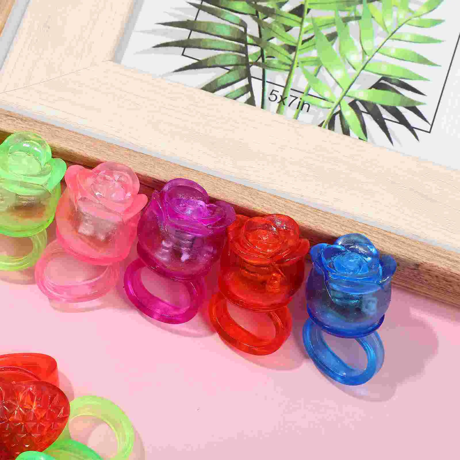 24 Pcs Ring Glowing Rings Party Favor for Kids LED Jelly Finger Light up Adult The