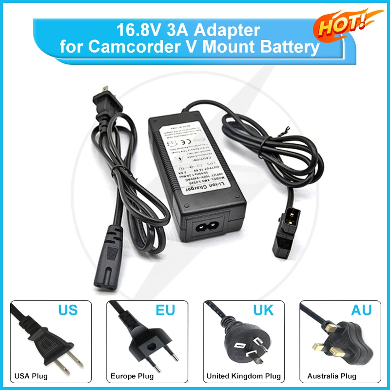 

16.8V 3A D-Tap Battery Charger for Camcorder V Mount / V Lock Battery Pack Camera Battery Camcorder Power Adapter Dtap Plug