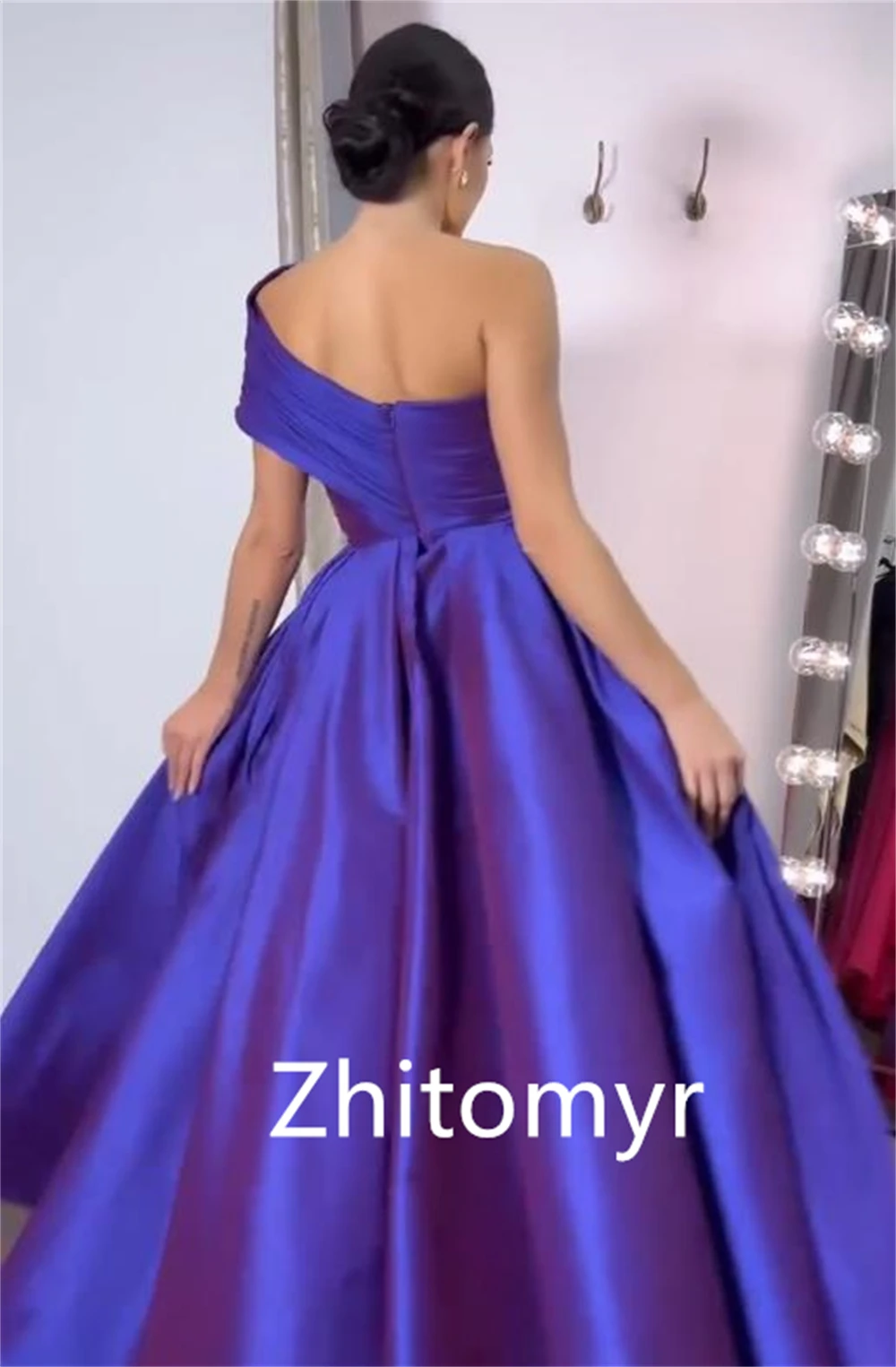 Customized Prom Dress Simple Fashion One-shoulder A-line Party Dresses Shirred Floor Length Skirts S Evening Cocktail  For Women