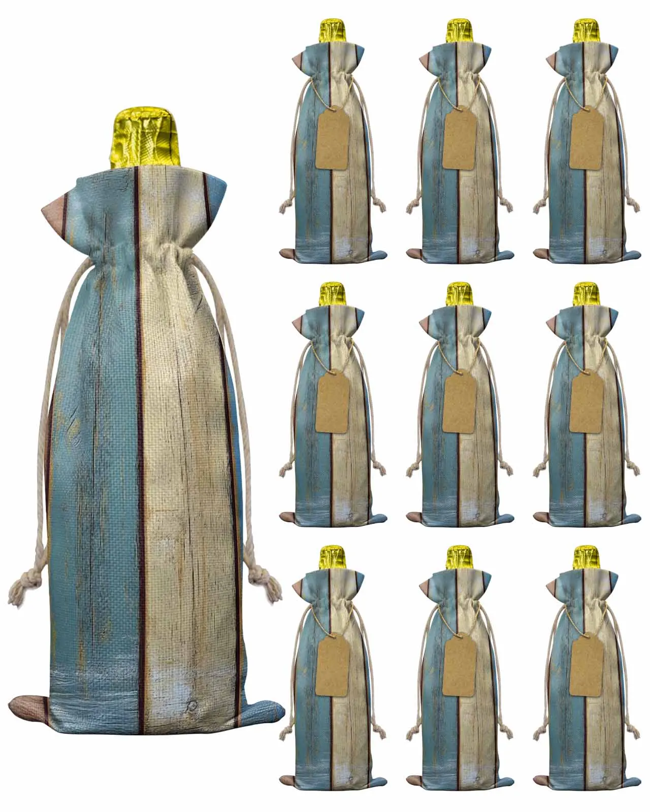 

10pcs Wine Bottle Covers Retro Style Wood Wine Holder Carrier Packaging Bag Wedding Party Decor Gift