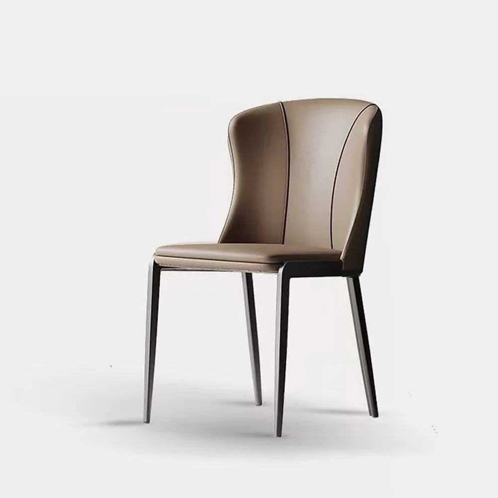 Modern Minimalist Home Use Genuine Leather Dining Chair Light Luxury Nordic Italian  Style Minimalist Backrest Chair Soft Touch