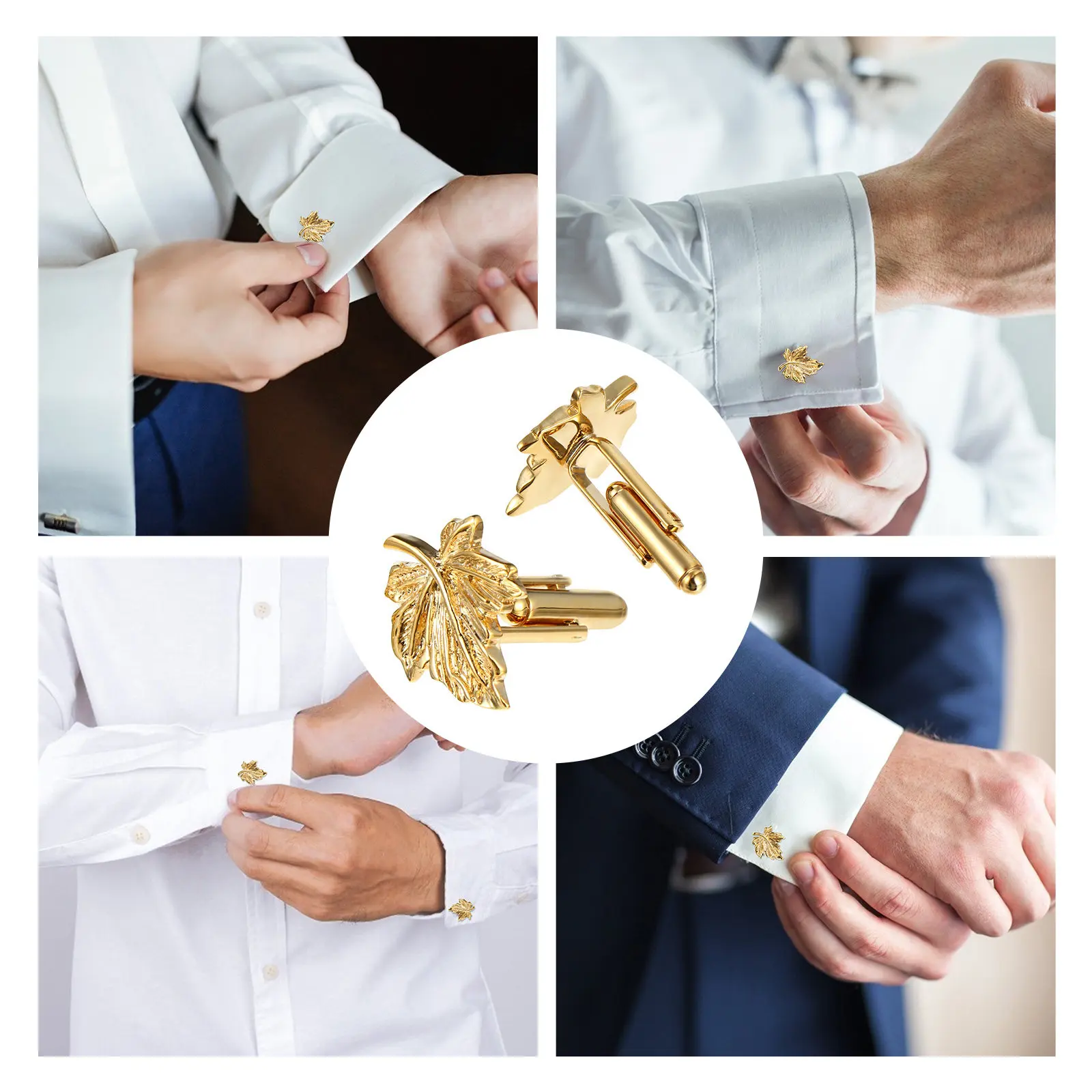 1Pair Chic Maple Leaf Fashion Cufflinks Soft Touch Shirt Buttons High Grade Clothing Fasteners Birthday Party Wedding Banquet