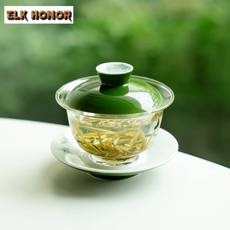 150ml Hand-painted Bamboo Gaiwan Japanese Tea Tureen Household Tea Bowl With Lid Kit Tea Maker Cover Bowl For Tea Supplies Gift