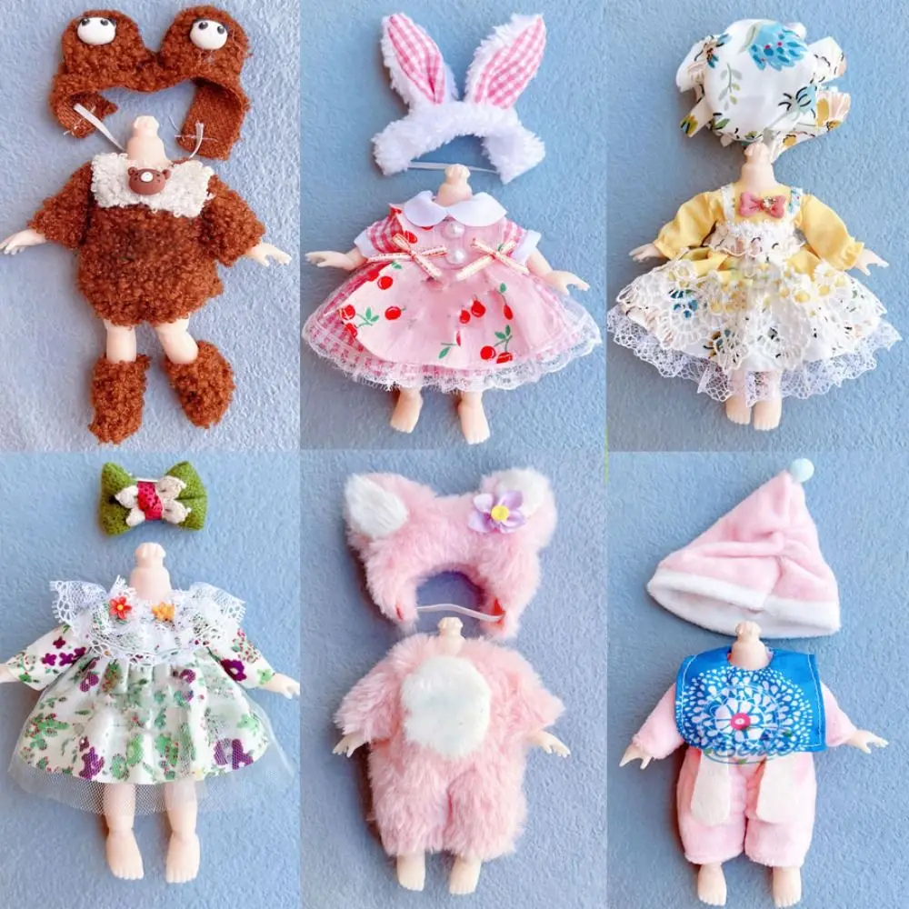 10 Styles Doll Clothes Dresses Plush Animals with Cartoon Hat Animal Doll Outfit Mini Cute Fashion Skirts