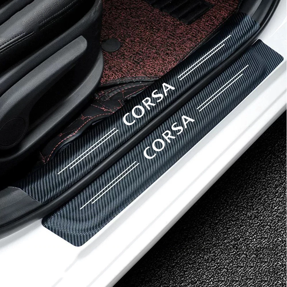 4/5 pçs adesivos de limiar do carro anti risco placa protetora do peitoril da porta adesivo protetor de fibra carbono para opel corsa