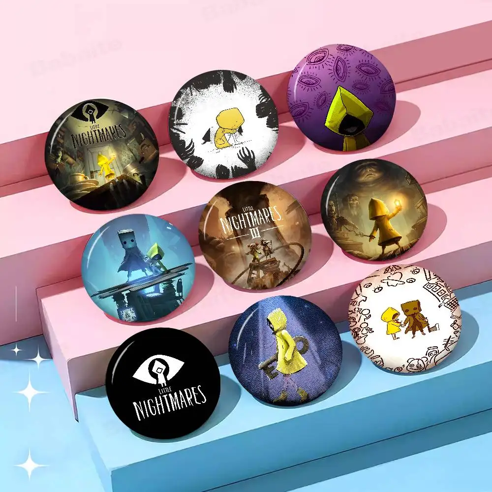 Game L-Little Nightmares Tinplate Soft Button Pin Brooch Metal Badge Custom Jewelry Accessories Hat Bag Lapel