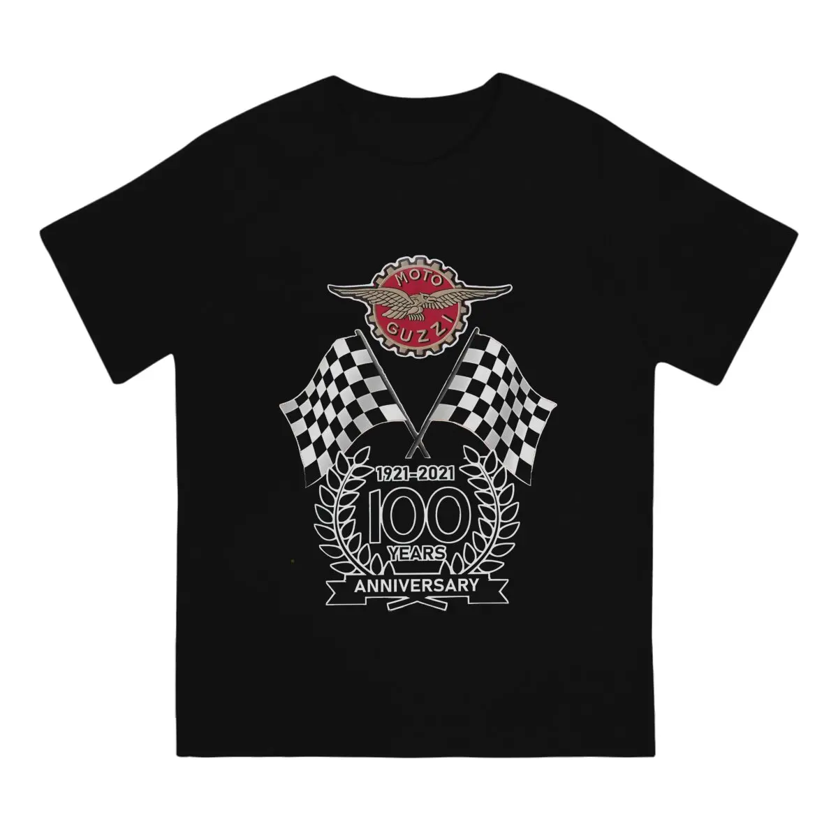 100Th Anniversary Chequered O Neck TShirt Moto Original Polyester T Shirt Men Clothes Fashion