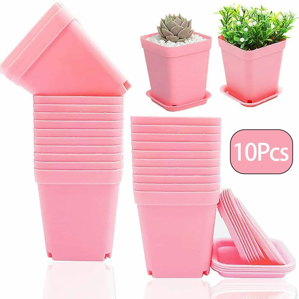 Boxes With Small Holes Square Flowers Pots W/ Drain Tray 10 PCS 2.7x3.12inch Colorful Drained Multi Plants Pot