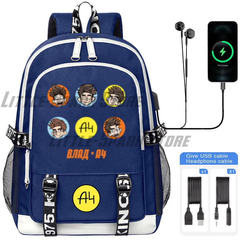 а4 мерч Children Backpack high quality Влад Бумага А4 для детей Boy School Bags Teenager USB Charging Laptop Book Bag Mochila