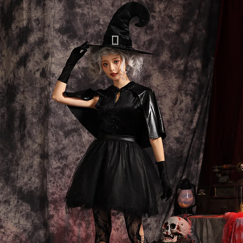 تنورة Bla Witch أزياء الهالوين الخفافيش الشيطان زومبي العروس نون الزي النسائي رداء طويل أداء المسرح التقليدي...