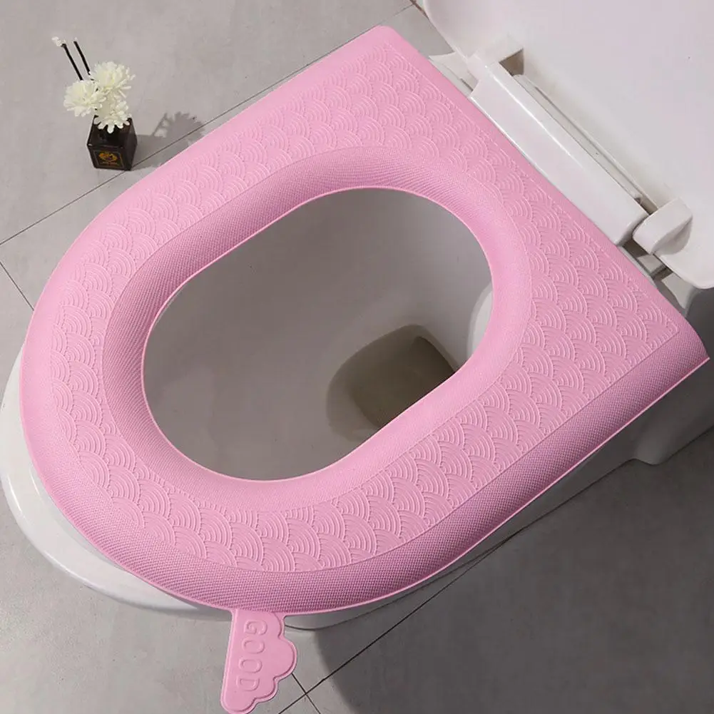 Toilet Seat Cover Soft Waterproof EVA Toilet Cushion Sticker Winter Warm Bathroom Close Stool Protector Bathroom Accessories