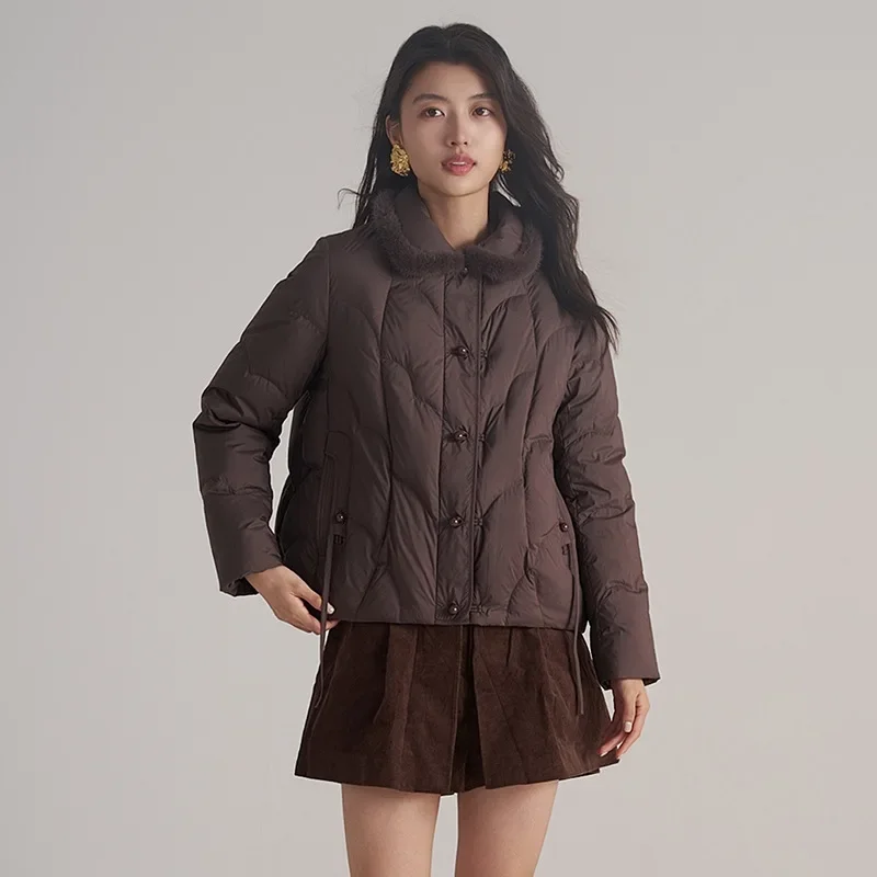 

Autumn/Winter New Women's Down Jacket Commuter Collar Mink Fur Retro Jacket