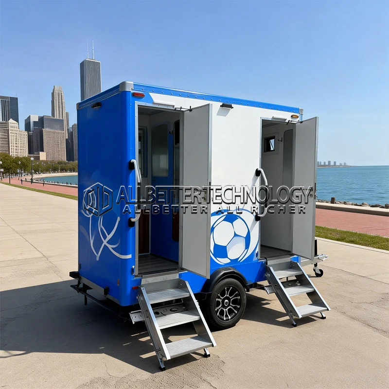 

Портативные туалетные прицепы Allbetter: VIP-туалеты класса люкс в дизайне футбольного стадиона для спортивных мероприятий