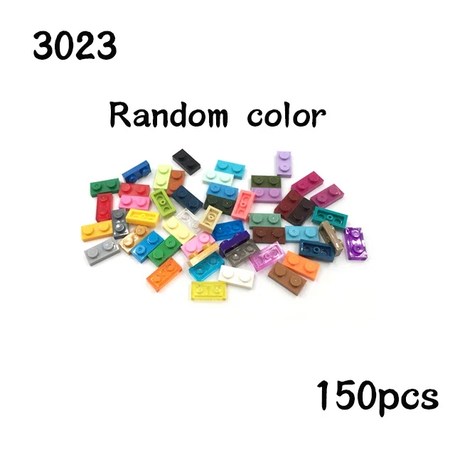 150PCS Assembles Particles Plate 1x2 Building Blocks Bricks Transparent Color Part DIY Educational Toy Gift Compatible with 3023