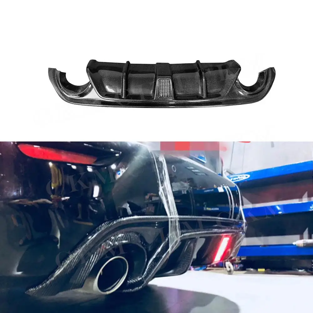 

for Infiniti Q50 Q50S 2014 2015 2016 2017 Carbon Fiber Rear Bumper Diffuser Lip Spoiler Rear Diffuser with Brake Light