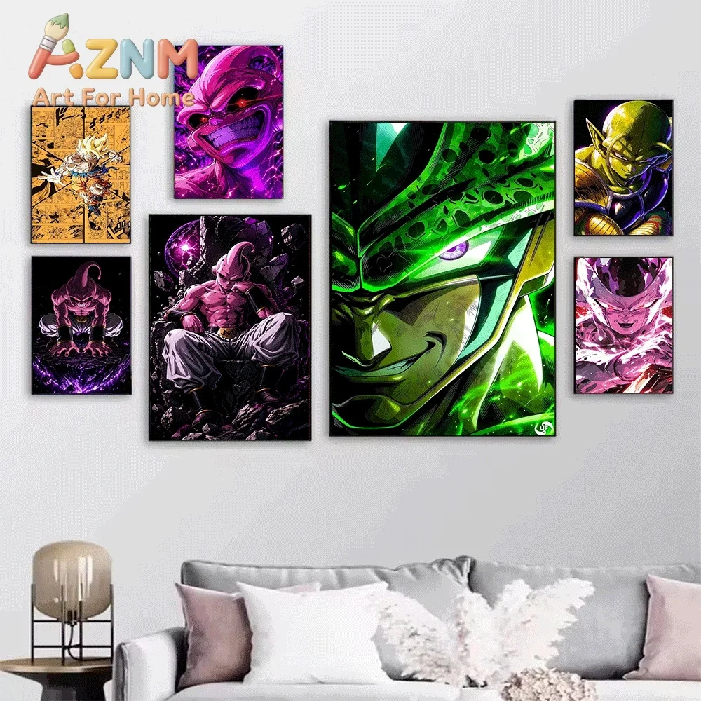 Dragon Ball Z Frieza Majin Buu Cell Anime Canvas Wall Art Unframed Single Canvas Print Home Decor Poster for Living Room Bedro
