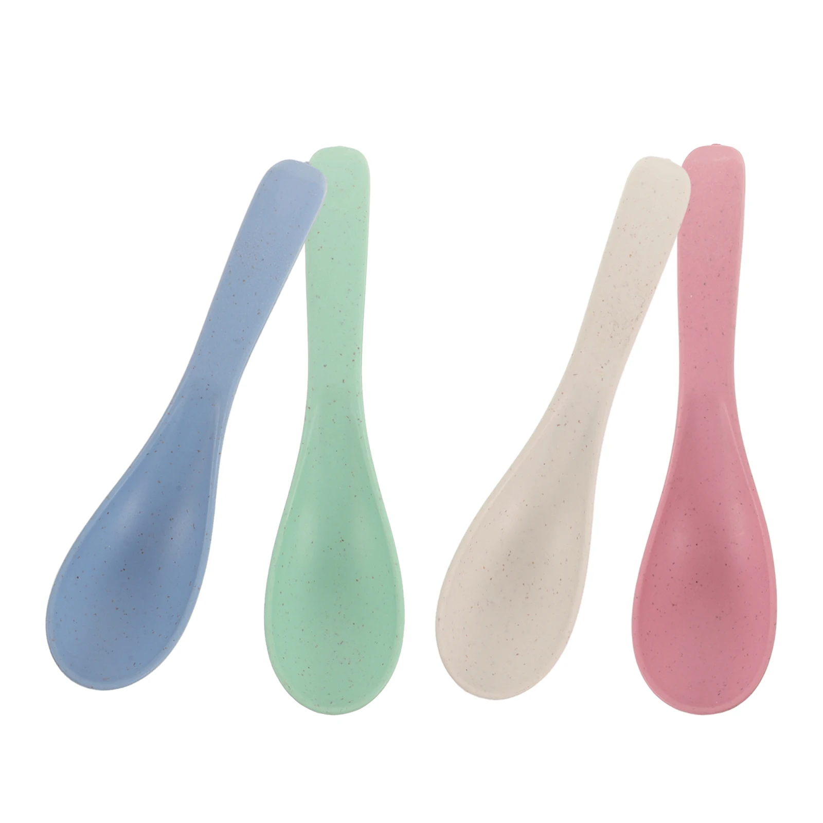 4 قطعة ملعقة قش القمح-مقابض ملونة غير قابلة للانزلاق للأطفال تغذية ذاتية أدوات مائدة بلاستيكية محمولة للسفر #6
