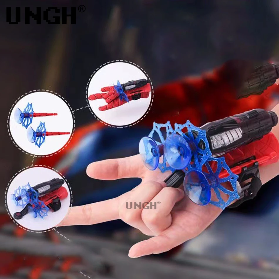 UNGH Spiderman Web Wrist Launcher Shooters Spider Man Upgraded Version Peter Parker Cosplay Gadgets Set Toys for Children Gift K