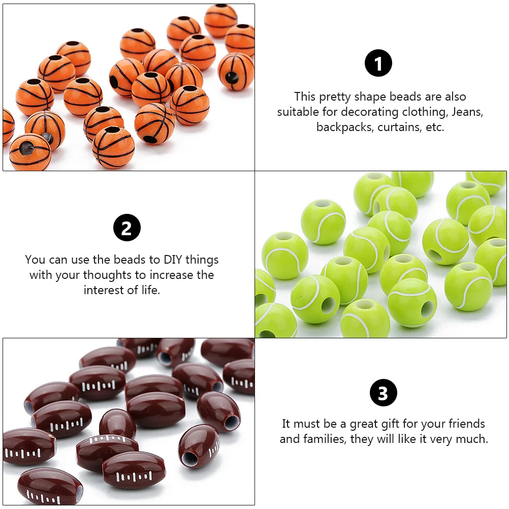 250 Pcs Round Beads Pretty Ball Shape Bracelet Delicate Necklace Jewelry Accessories Acrylic Decorative DIY Basketball