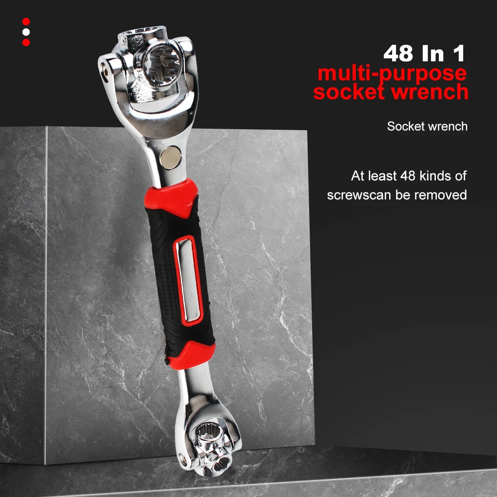 Socket Works Multipurpose Rotation Hand Tools 48 in 1 Tools 360 Degree Universal Tiger Wrench Ratchet Spline Bolts Sleeve