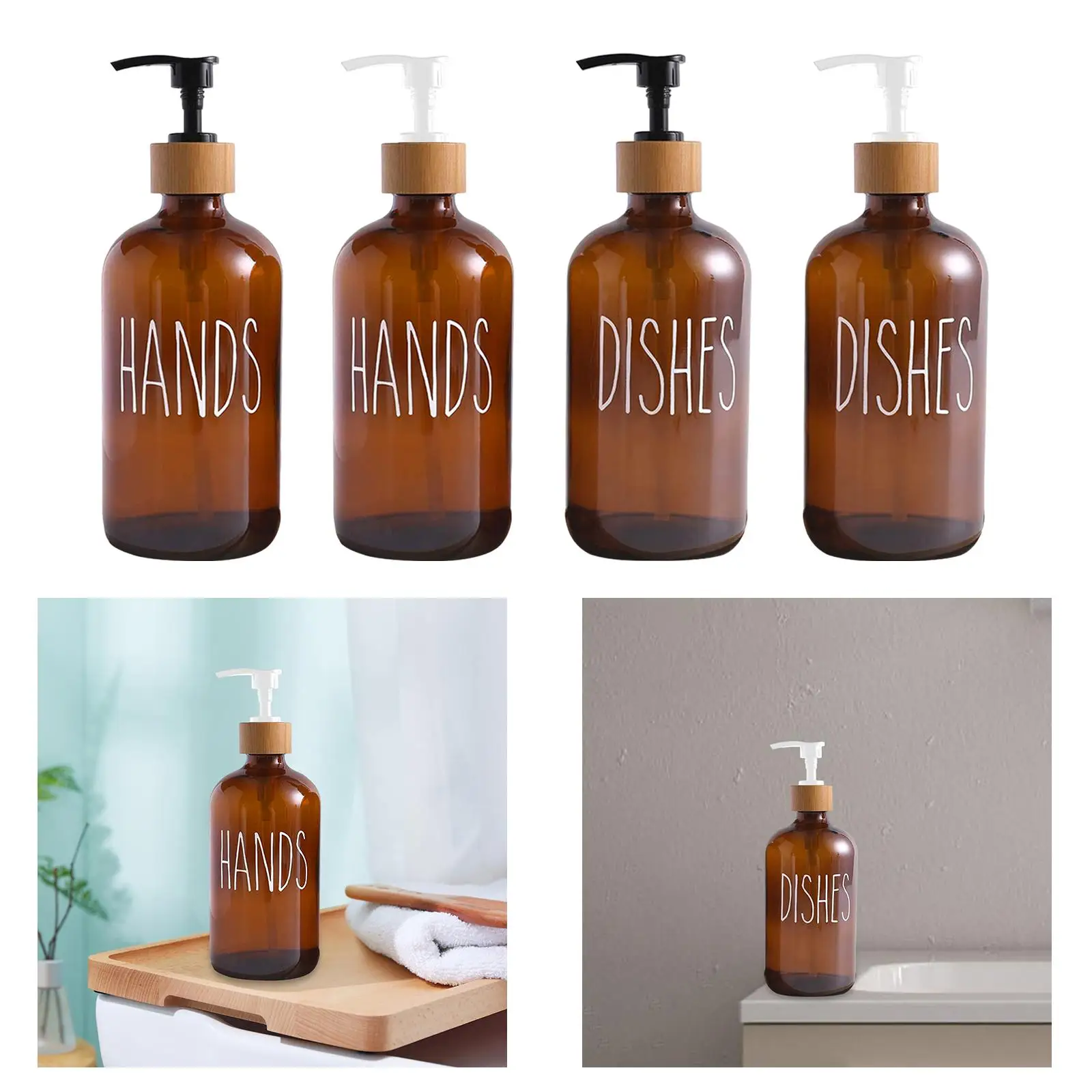 موزع صابون زجاجي مع مضخة 16 أونصة/500 مل لفندق الحمام المزرعة