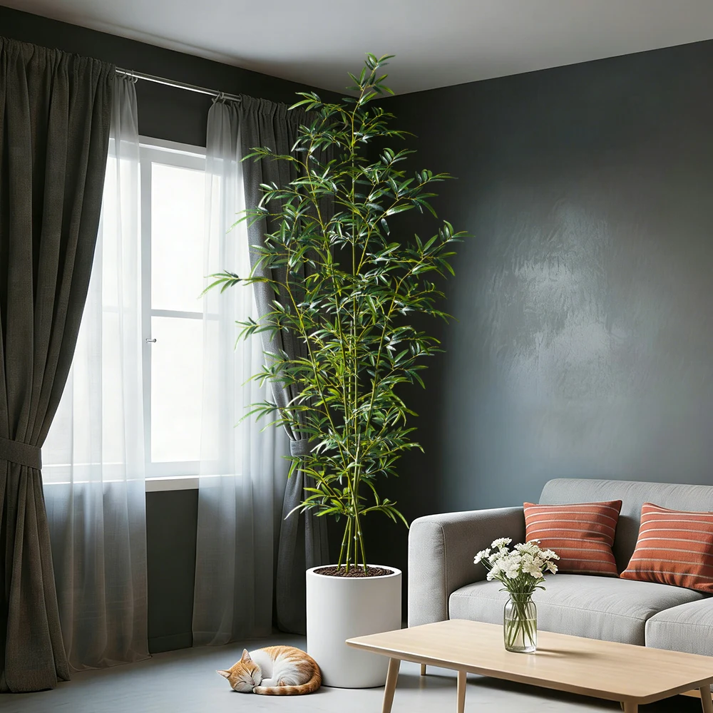 Plantas de bambú artificiales de 160-270 cm, palmera artificial grande, hojas de bambusa de plástico, árbol tropical Monstera para decoración del hogar, jardín y tienda.