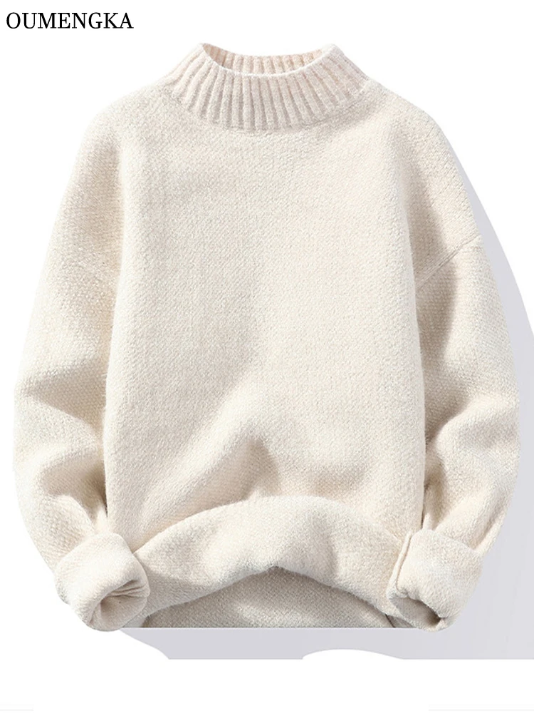 Women Oversize Sweater Turtleneck Couple Basic Vintage Pullover Jumper Winter Thick Warm Casual Loose Knitted Soft Blue Female