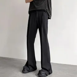 Rimocy Side Split Long Flared Pants Women Korean Fashion High Waisted Work Suit Trousers Woman Solid Color Loose Office Pants