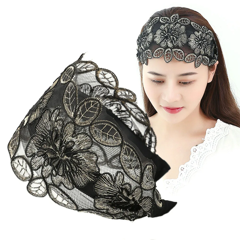 Vintage For Women Flower Floral Printed Non-slip Silk Head Hoop Hair Bands Headband Hair Accessories