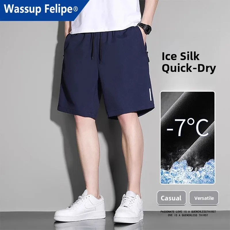 

Wassup Felipe Ice Silk Qui Dry orts Мужские летние тонкие свободные американские повседневные спортивные брюки пять четвертей Прямые повседневные брюки...